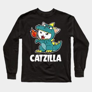 Catzilla Kitten Dragon Cat Halloween Costume Funny Cats Long Sleeve T-Shirt